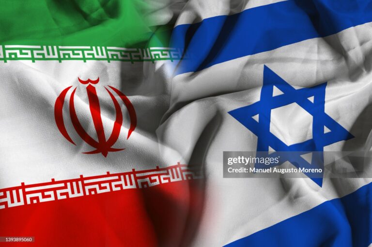 Flags of Iran and Israel